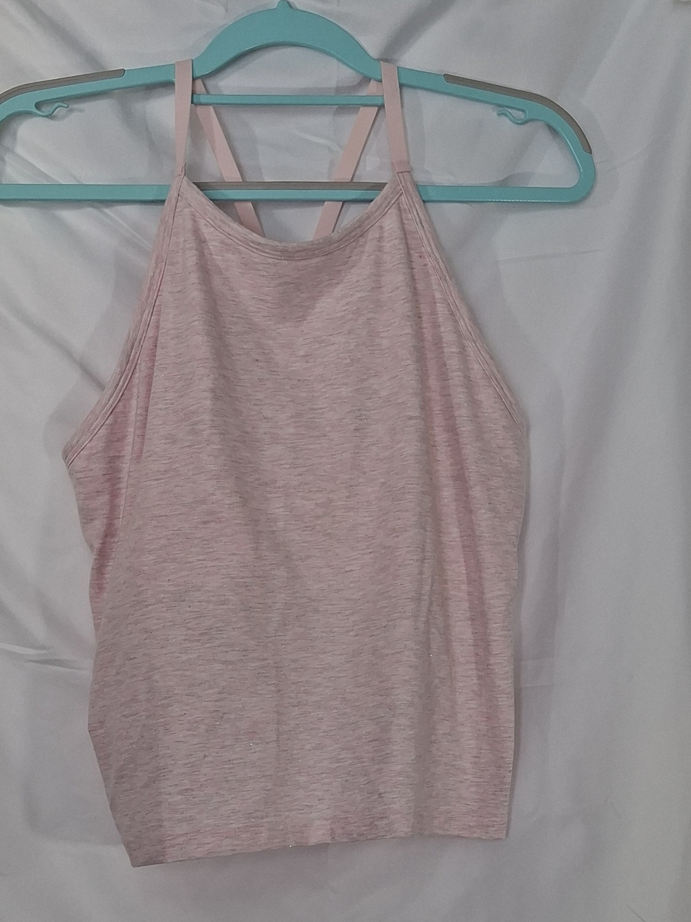PINK Victoria's Secret Heathered Pale Pink Strappy-Back Tank